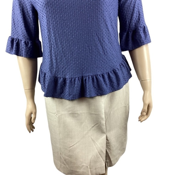 W5 Top Size XL Blue Ruffle Trim Swiss Dots - Picture 3 of 7